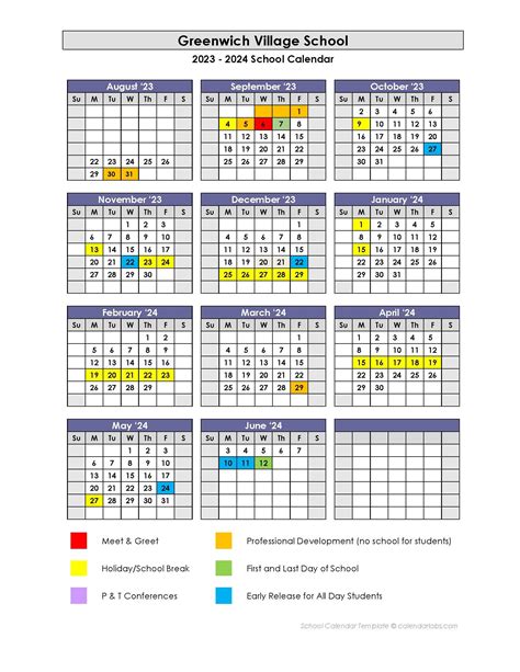 Greenwich Schools Calendar