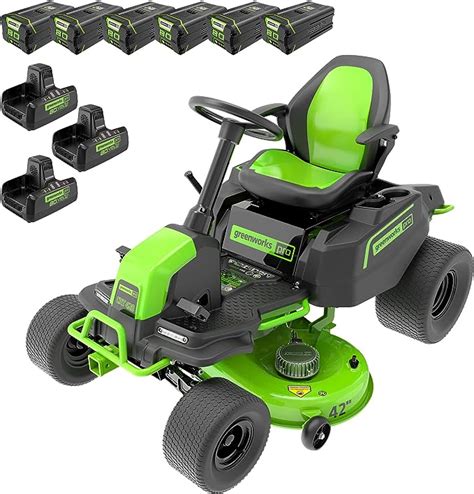 Sell on Amazon Greenworks PRO 80V 42" CROSSOVERT Riding Lawn Mower, (6) 4.0Ah Batteries and (3) Dual Port Turbo Chargers Visit the Greenworks Store 5.0 1 rating Delivery & Support Select to learn more Customer Support Currently unavailable. We don't know when or if this item will be back in stock. Size: 42" Tractor (6 x 4.0Ah).