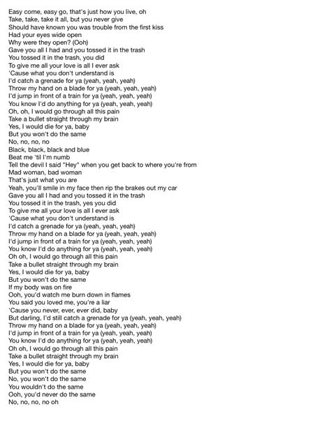 Grenade lyrics. Things To Know About Grenade lyrics. 