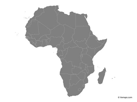 Grey Map of Africa with Countries Free Vector Maps