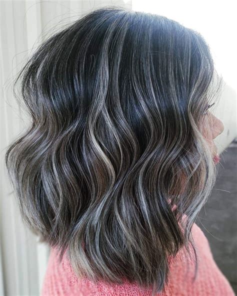Grey hair with brown lowlights. Like O.G. balayage, the technique creates light and shade throughout your hair. Sweeping sections of highlights are blended seamlessly in among other strands to break up blocks of color and ensure ... 