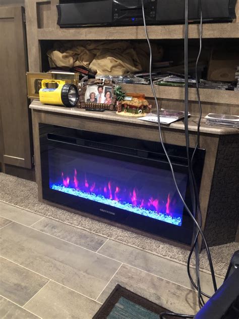 Greystone Electric RV Fireplace with Crysta