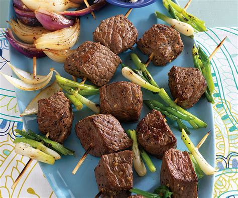 Grilled Steak Kabobs with Blue Cheese Fondue