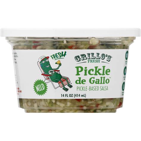 Grillos pickle de gallo. 4 dill pickles, diced (about 1/2 cup) 1 small cucumber, seeds removed and diced (about one cup) 1 red bell pepper, seeded and diced. 1/4 cup diced red onion. 1/4 teaspoon garlic powder. 1/4 cup pickle juice from the pickle jar. Pinch of salt, to taste. Cook Mode Prevent your screen from going dark. 
