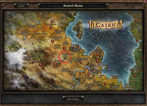 Grim dawn devotion shrines. Seen and completed have a yellow checkmark over them, seen and not completed have nothing. Here is a list of shrines. It's not updated to AoM and not 100% complete but it covers most. You basically see any shrine you've encountered on the map. If it says Ruined/Desecrated Shrine then you haven't done it yet. 