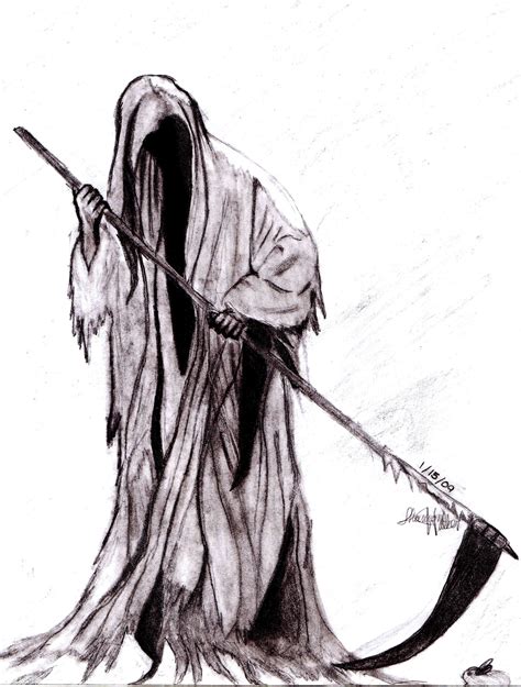 Grim reaper drawing. 8. Grim Reaper Skull Tattoo. The most traditional way to depict Grim Reapers, considered to be the embodiment of death, is with a skull for a face. To some men, this tattoo symbolizes bravery and ... 