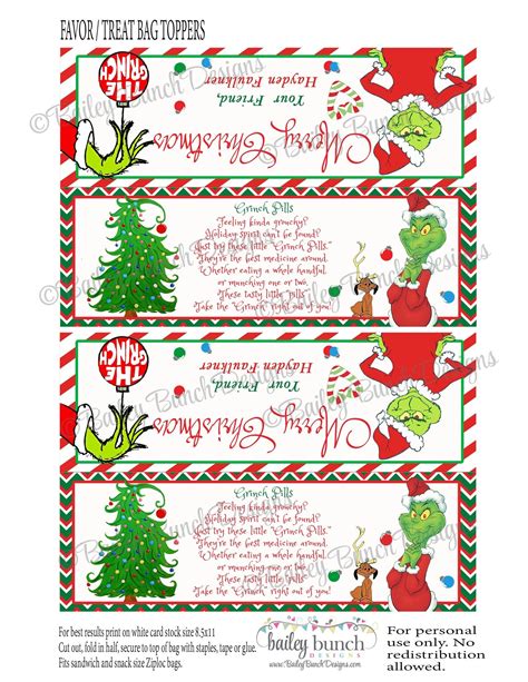 Grinch Pills Free Printable Holiday Treat Bag Topper