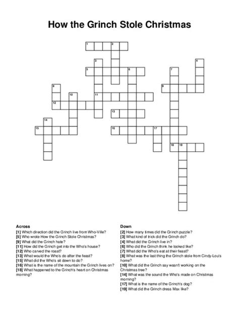 Grinch victim crossword clue - NYTCrosswordAnswers.com