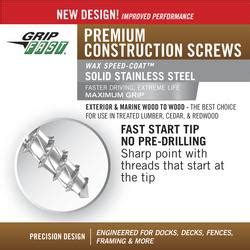 Grip Fast® #7 x 1-1/4" Square Drive Stainless Steel Trim