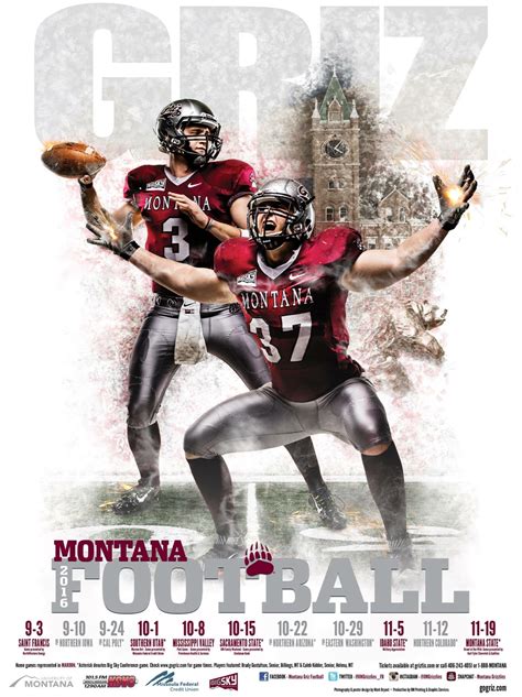 Grizzlies football. Aug 12, 2021 · Montana football announces more TV details. Cowles Montana Media, which owns ABC and Fox stations across the state and SWX stations in Montana and Spokane, has officially signed on to broadcast the majority of the 2021 Griz football season, the Big Sky Conference announced Thursday. Six Griz games will now be seen over the airwaves and on basic ... 