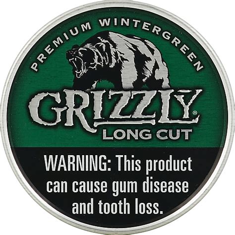 Grizzly Dark Wintergreen 1.2oz Long Cut has a taste of wintergree