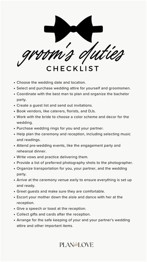 Groom Duties: The Ultimate Groom Checklist - Brides