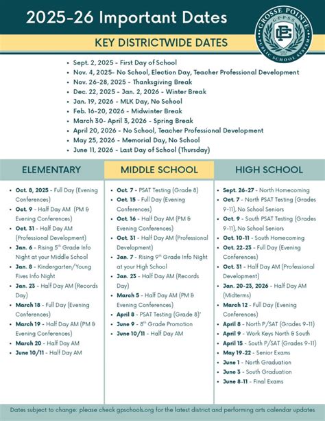 Grosse Pointe Academy Calendar