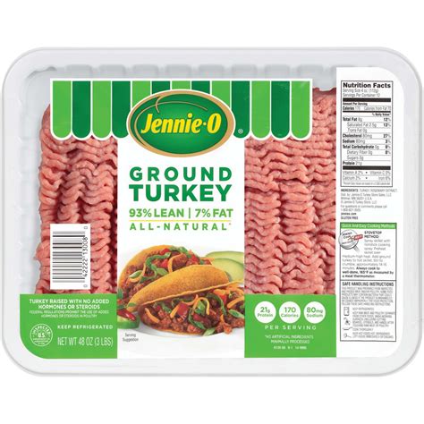 Ground turkey meat. More dark meat (thigh, drumstick) makes a darker pink ground meat with a lower lean percentage. More white meat (chicken breast) makes a lighter pink ground meat with a higher lean percentage. Raw ground chicken (and ground turkey) usually has a softer consistency than ground beef or ground pork. Lean ground chicken has 170 calories, 9 … 