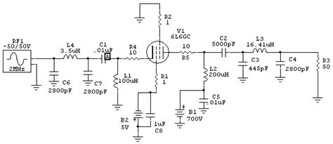 Grounded grid amplifier schematic.  The input is the cathode, and the output is t...