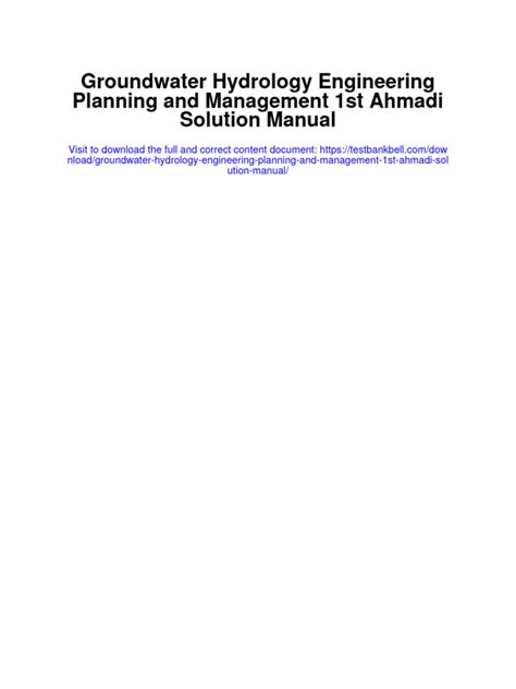 Groundwater Dynamics Solution Manual