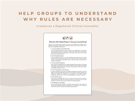 Group Counselling Rules and Guidelines Worksheet for Establishing
