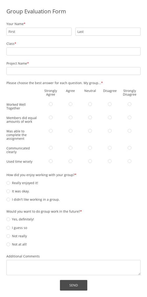 Group Evaluation Form Template 123FormBuilder