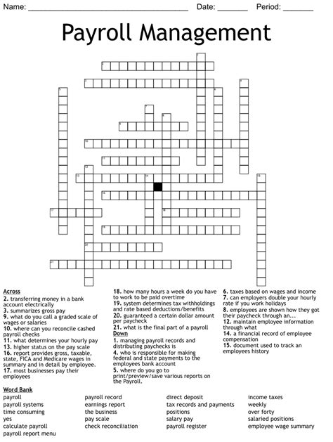 Group on the payroll crossword clue. Bureaus Crossword Clue. The Crossword Solver found 36 answers to "Bureaus", 5 letters crossword clue. The Crossword Solver finds answers to classic crosswords and cryptic crossword puzzles. Enter the length or pattern for better results. Click the answer to find similar crossword clues . Enter a Crossword Clue. 