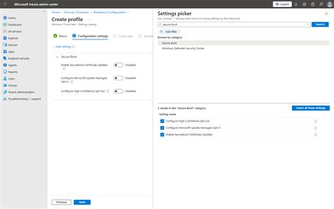 Group policy preferences in intune.  It outlines how to configure the Secure Boot...