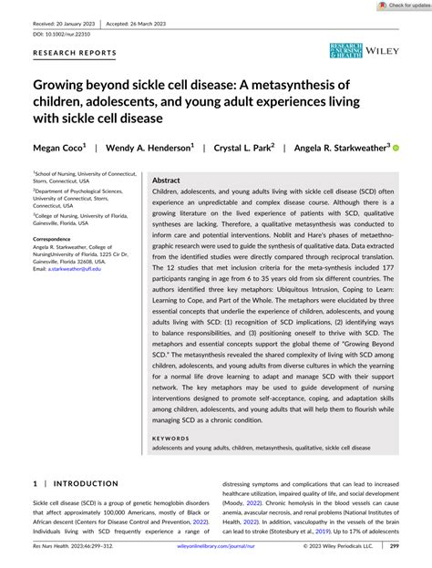 Growing beyond sickle cell disease: A metasynthesis of children ...