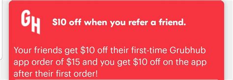 Grubhub refer a friend. Grubhub Refer a Friend program is a referral program that rewards users when they successfully refer their friends to the service. The program is straightforward: you refer a friend, and you both get a discount off your next order. To be eligible, you need to have a Grubhub account, and your friend must be a new Grubhub user who has not created ... 