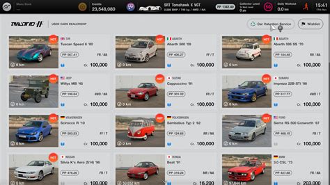 Gt7 selling cars. The complete list of legendary cars in Gran Turismo 7, with all the details – including what's appearing next. The complete list of legendary cars in Gran Turismo 7, ... GT7 Car List. GT7 Extra Menus. GT7 Legend Cars Dealer. Most Wanted . Suzuki V6 Escudo Pikes Peak Special '98. Jaguar XJ13 '66. Ferrari 330 P4 '67. 