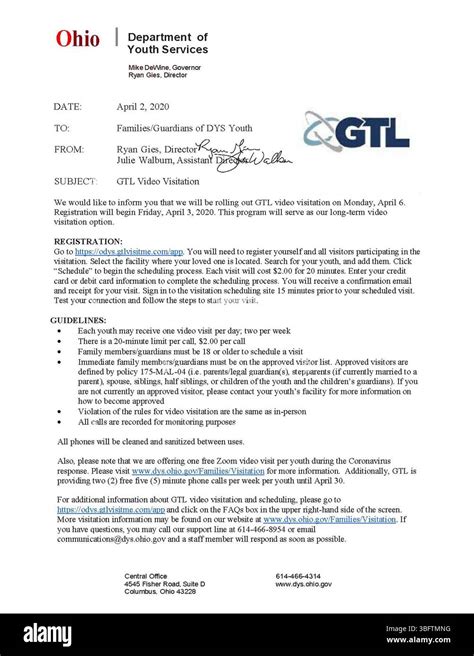 Gtl visitation login ohio.  You will also receive a confirmation e-mail containing y...