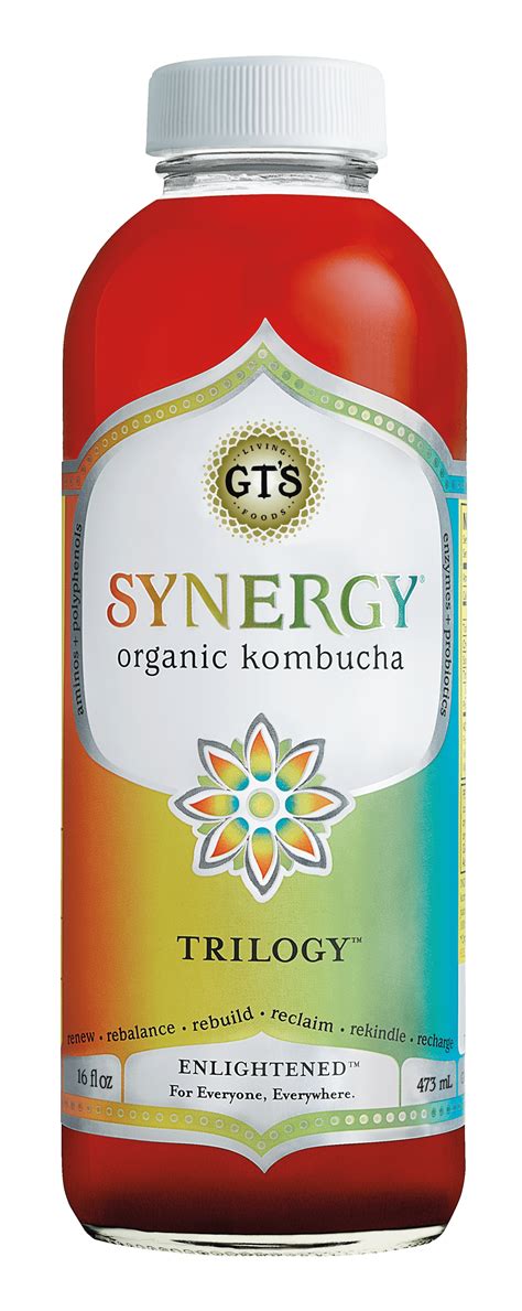 Gts synergy kombucha. Handcrafted in small batches, GT's Synergy Organic Kombucha Trilogy is a bright blend of tart Lemon, tangy Raspberry and spicy ginger. Treat yourself to this tasty trifecta anytime to feel relaxed and refreshed. Product Features: A bright blend of tart lemon, tangy raspberry and spicy ginger; 