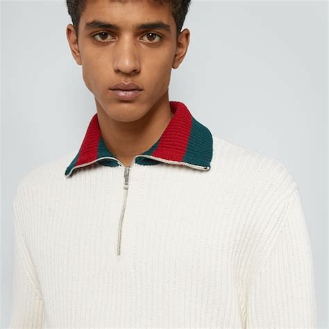 Gucci Knit wool jumper with Web.