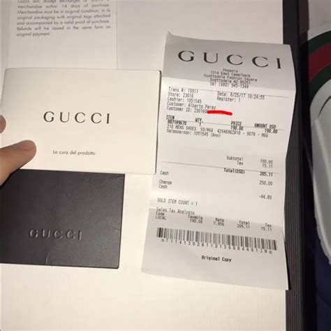 Gucci Receipt Template