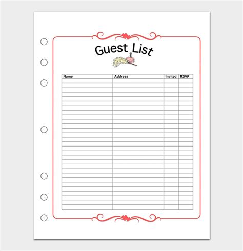 Guest List Template 22 For Word Excel Pdf Format