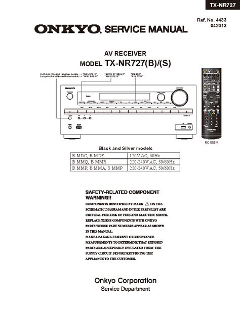 Guida di riparazione manuale di servizio onkyo tx nr727. - Repair manual philips d2999 portable radio.