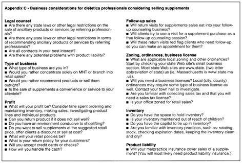 Guidance Regarding the Recommendation and Sale of Dietary Supplements