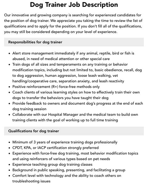 Guide Dog Trainer Job Description