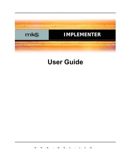 Guide Implementer Mks User