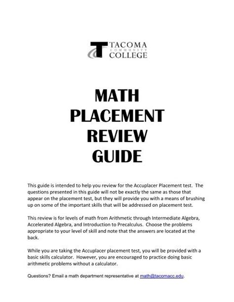 Guide Placement Math Review