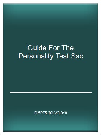 Guide for the personality test ssc. - Manual on the causes and control of activated sludge bulking.