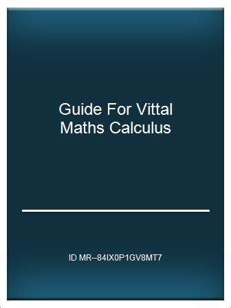 Guide for vittal maths calculus madras university. - Gartenbahnen der unverzichtbare leitfaden zum bauen.