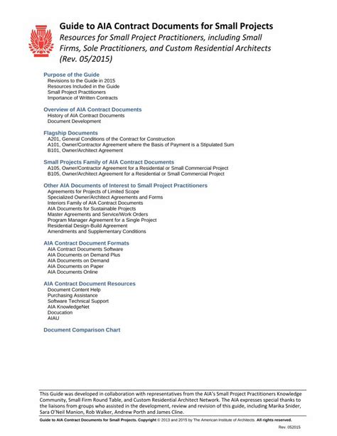 Guide to AIA Contract Documents for Small Projects