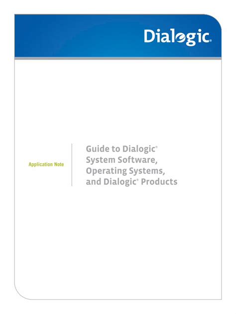 Guide to Dialogic System Software, - Dialogic Cards and …