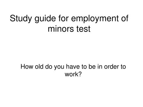 Guide to Employment of Minors