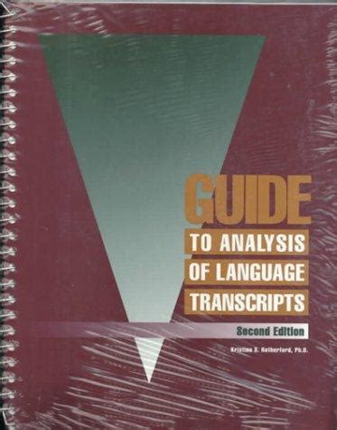 Guide to analysis of language transcript. - Panasonic th 42pa50 plasma television service manual.
