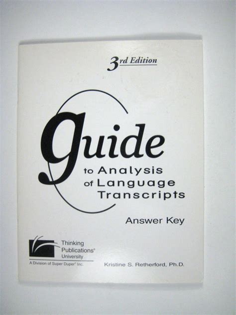 Guide to analysis of language transcripts by retherford 3rd edition. - Prentice hall miller levine biology laboratory manual b second edition 2004.