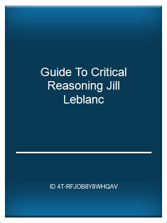 Guide to critical reasoning jill leblanc. - Paso guía de trabajo narcóticos anónimos.