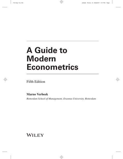 Guide to modern econometrics 3rd edition. - Russell freedman the war to end all wars.