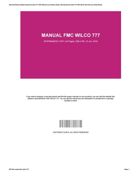 Guide to programme fmc for wilco 777. - White sewing machine model 2037 manual.