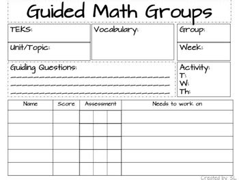 Guided Math Lesson Plan Template Editable By Stephanie Lambert Tpt