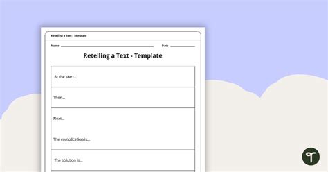 Guided Reading Groups Retelling a Text Template Teaching Resource