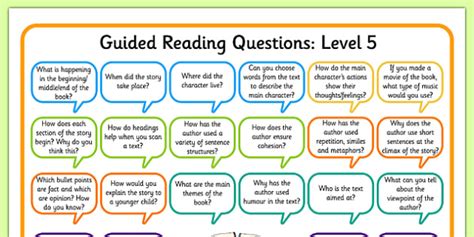 Guided Reading Questions By Level